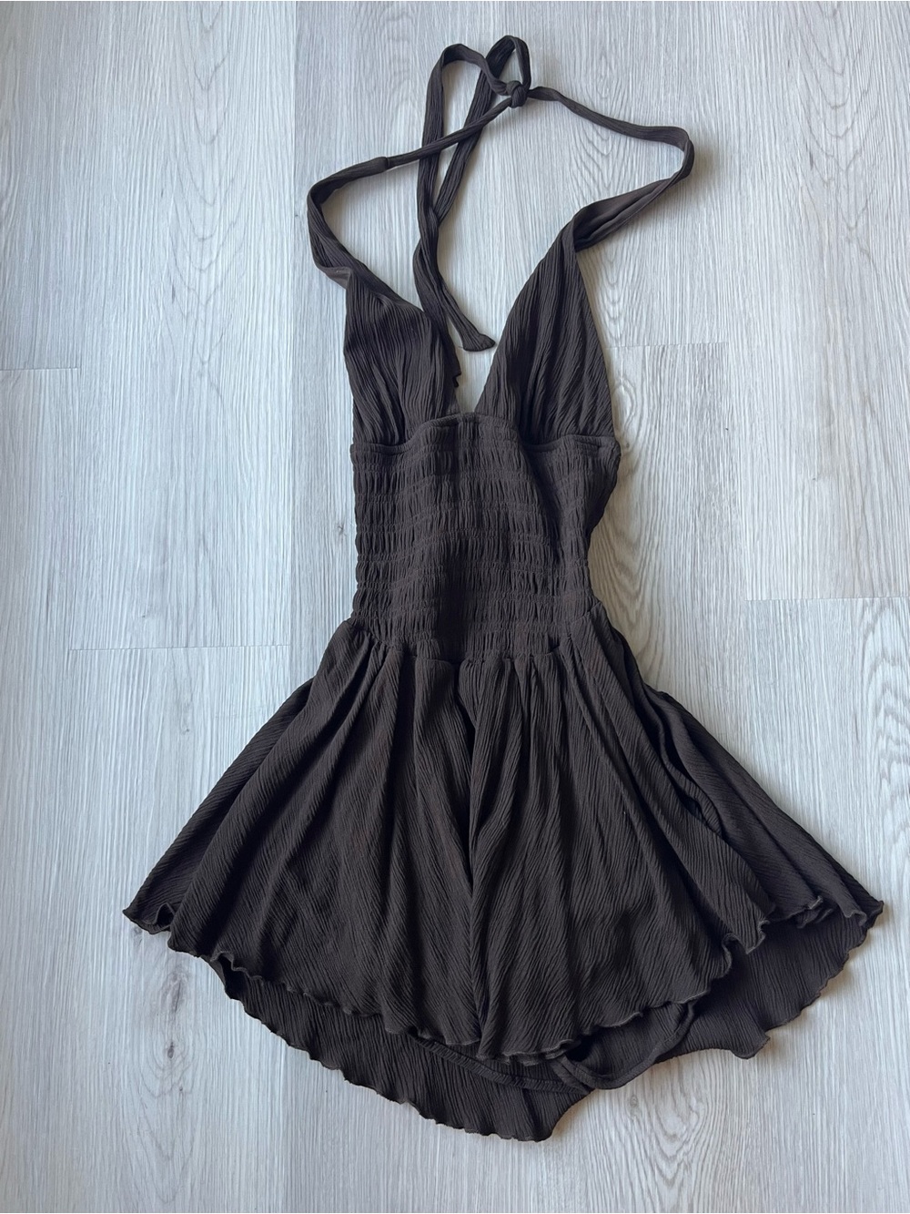 Garage Brown Halter Romper Dress Size S